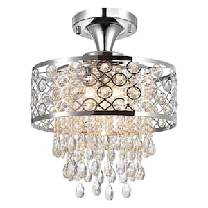 Indianapolis 17.3 in. 5-Light Chrome Semi Flush Mount With Crystals