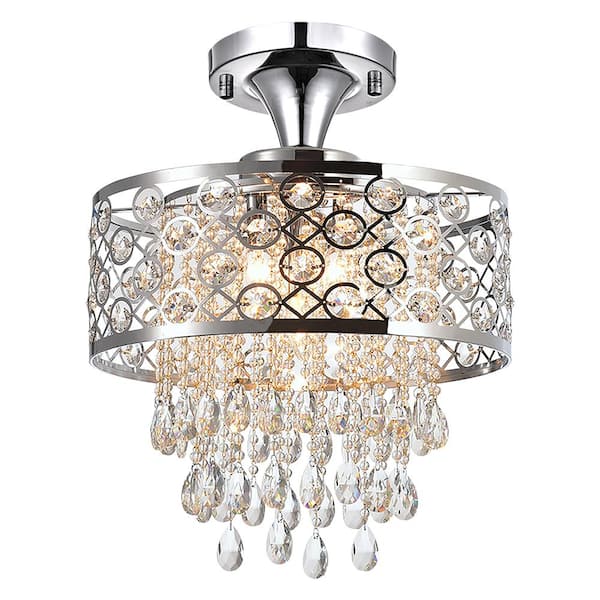 Maxax Indianapolis 17.3 in. 5-Light Chrome Semi Flush Mount With Crystals