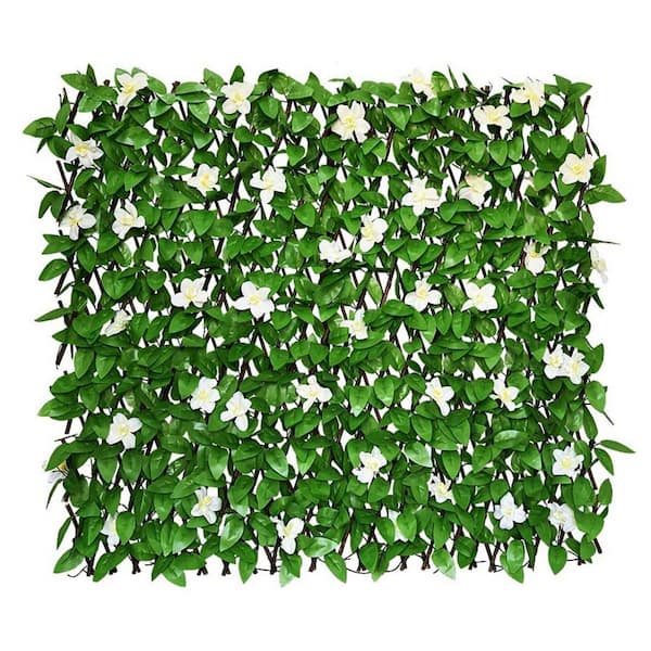 Unbranded 22 x 120 in. Green-Flowers Expandable Fence Privacy Screen for Balcony Patio Outdoor