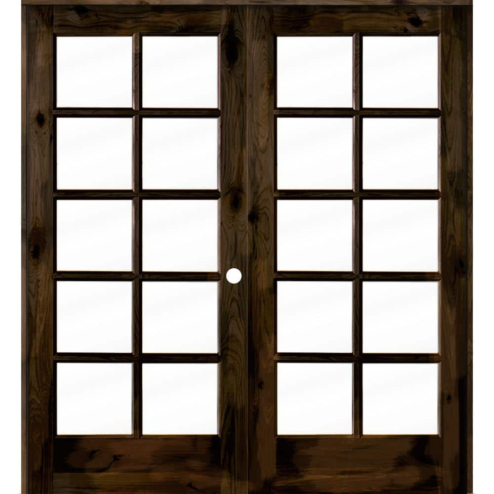 Mahogany Wood Double French Door with 10/5 Glass Prehung