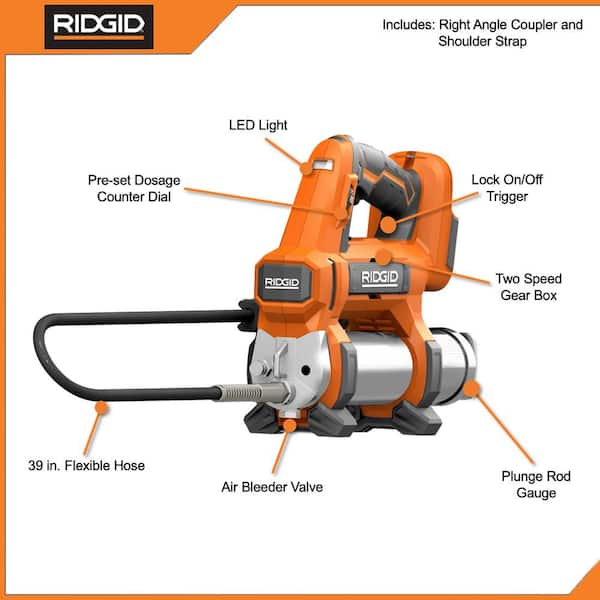 RIDGID R860445KN 18V Cordless Grease Gun Kit With (1) 2.0 Ah Battery