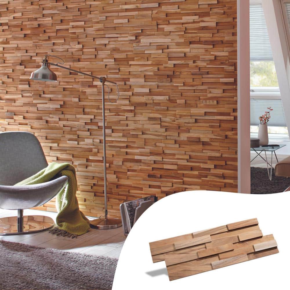 UltraWood Teak Firenze Jointless Z-Shape Interlocking Wall Panels