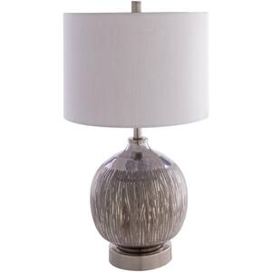 Colwyn 25 in. Silver Indoor Table Lamp with Gray Drum Shaped Shade