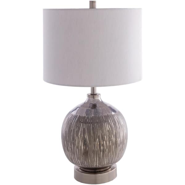 Artistic Weavers Colwyn 25 in. Silver Indoor Table Lamp with Gray Drum Shaped Shade
