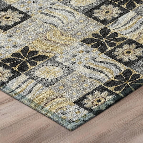 Chantille Machine Washable Indoor/Outdoor Abstract ACN2922 Black 10 ft. x 14 ft. Area Rug