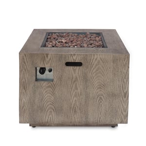 Bellvue Metal Square Propane Brown Outdoor Patio Fire Pit Table