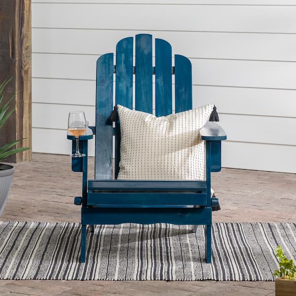 Walker Edison Furniture Company Navy Blue Outdoor Patio Wood Adirondack Chair