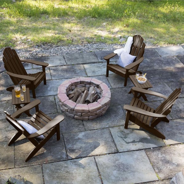 Highwood Classic Wesport Weathered Acorn 6-Piece Plastic Patio Fire Pit Seating Set