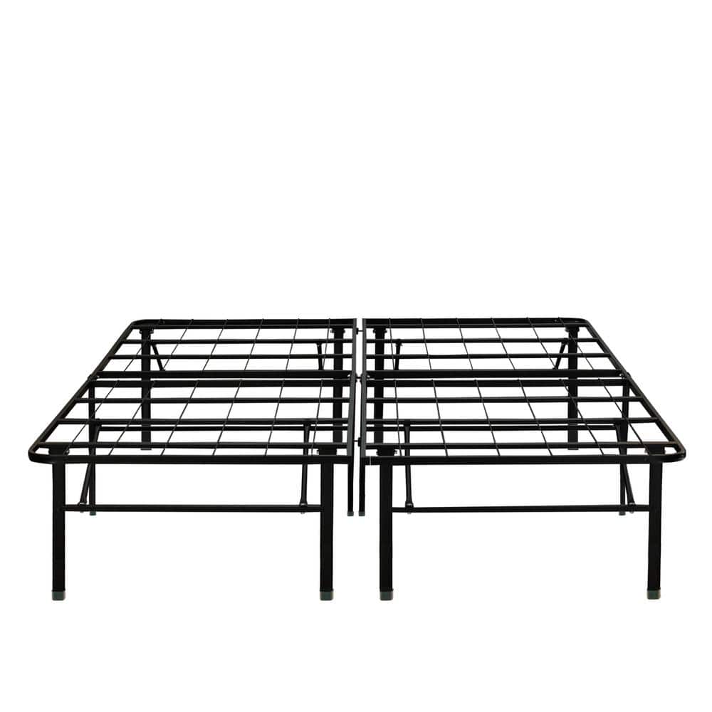 California King Black Metal Platform Bed Frame with Storage