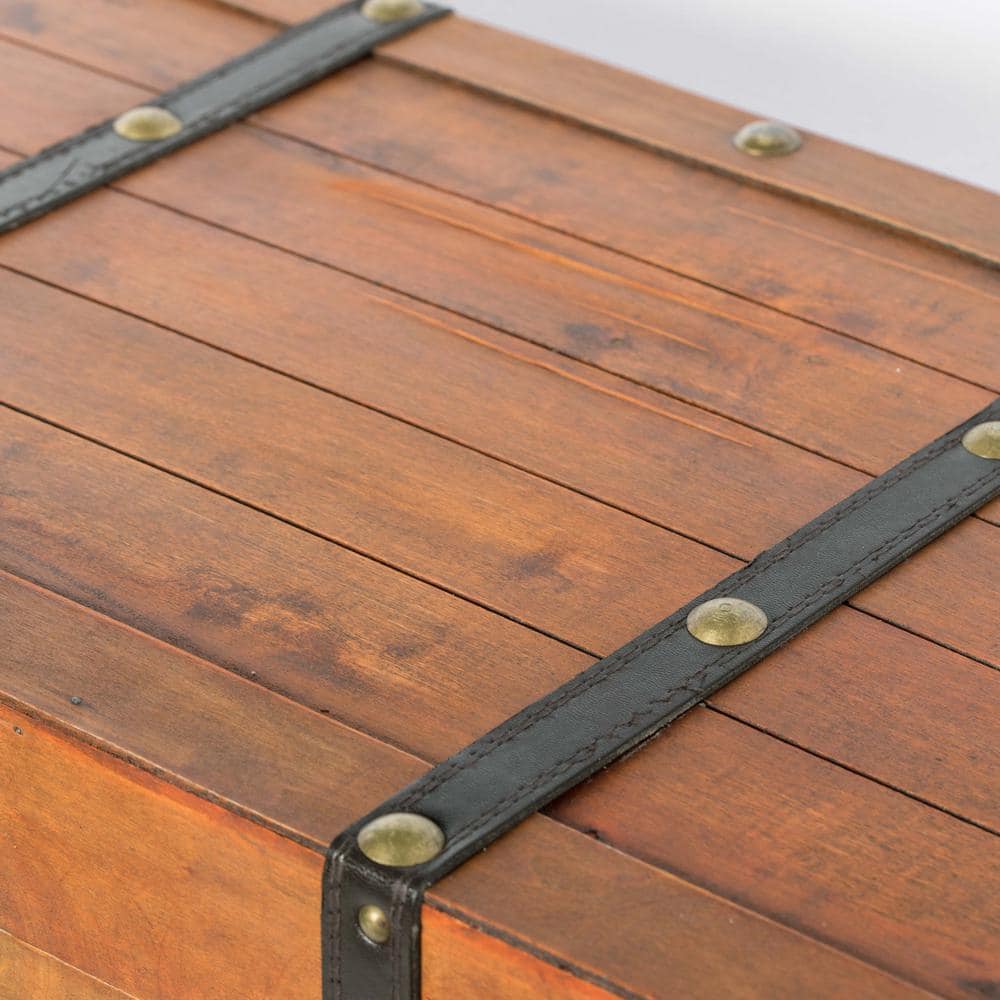 Rustic Brown Large Wooden Storage Trunk with Lockable Latch