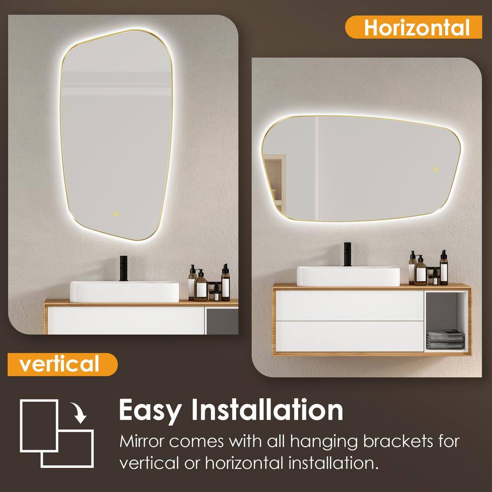 Florian 26" x 48" Gold Rectangular LED Vanity Mirror