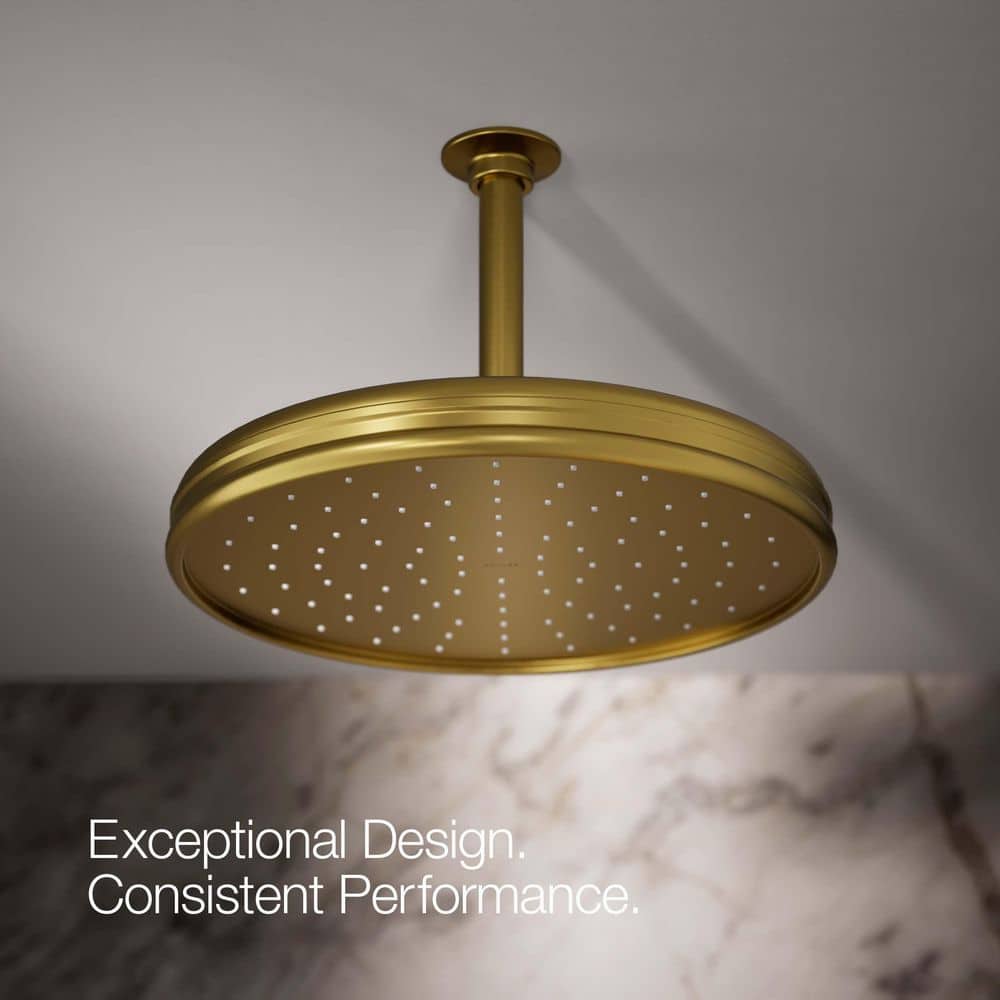 12" Vibrant Brushed Moderne Brass Ceiling Mounted Rain Shower Head