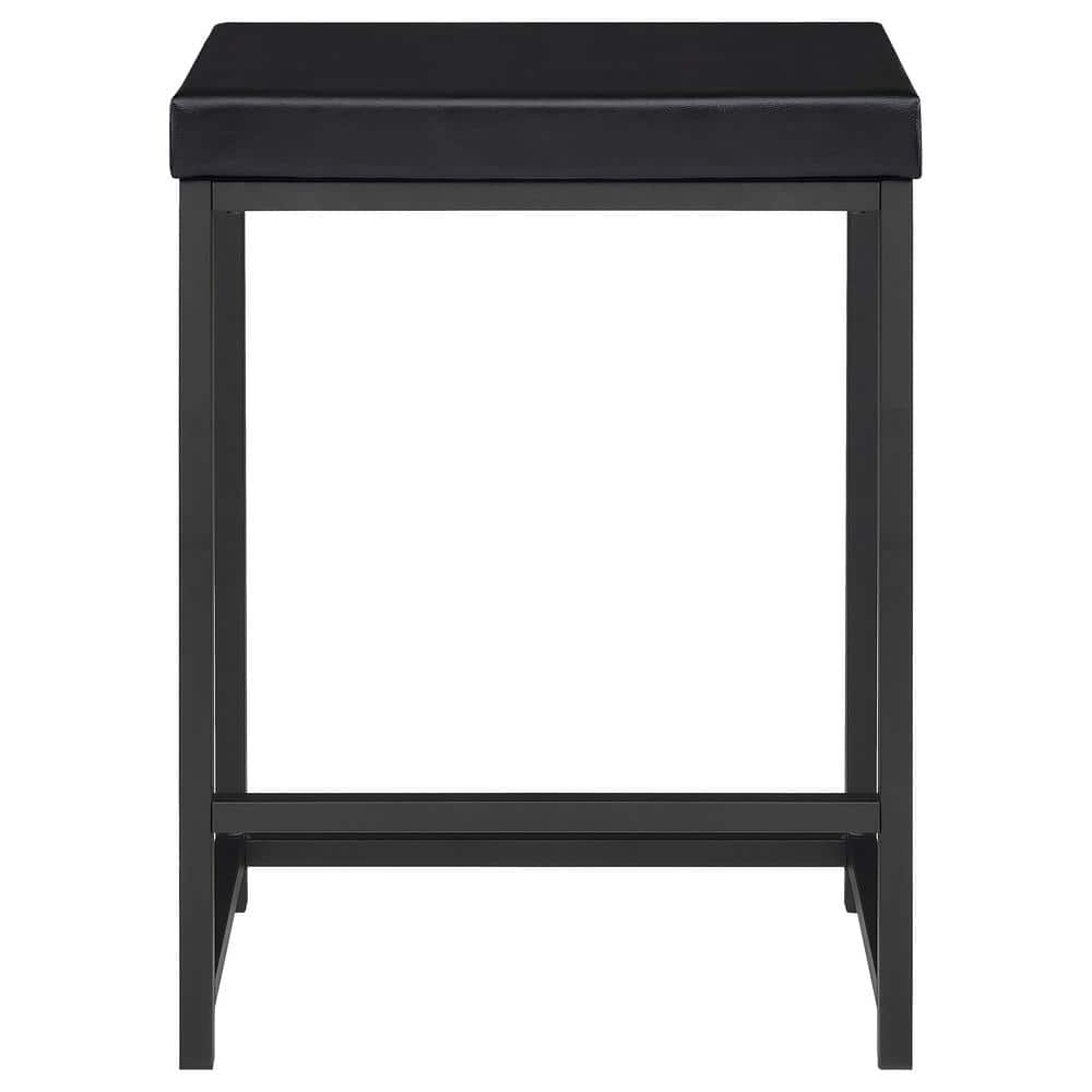 Black Faux Leather and MDF Rectangular Pub Set with 2 Chairs