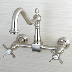 Essex 2-Handle Wall-Mount Standard Kitchen Faucet in Brushed Nickel