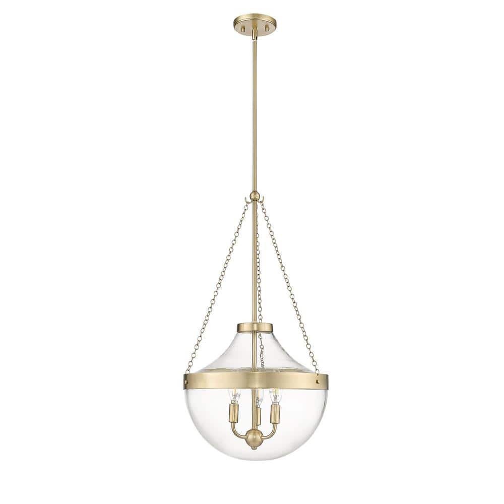 Clarra 120-Watt 3-Light Modern Gold Pendant-Light Clear Shade price history on PriceWatchPro