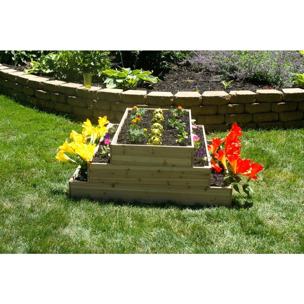 Natural Fir Wood 3-Tier Raised Garden Bed Kit