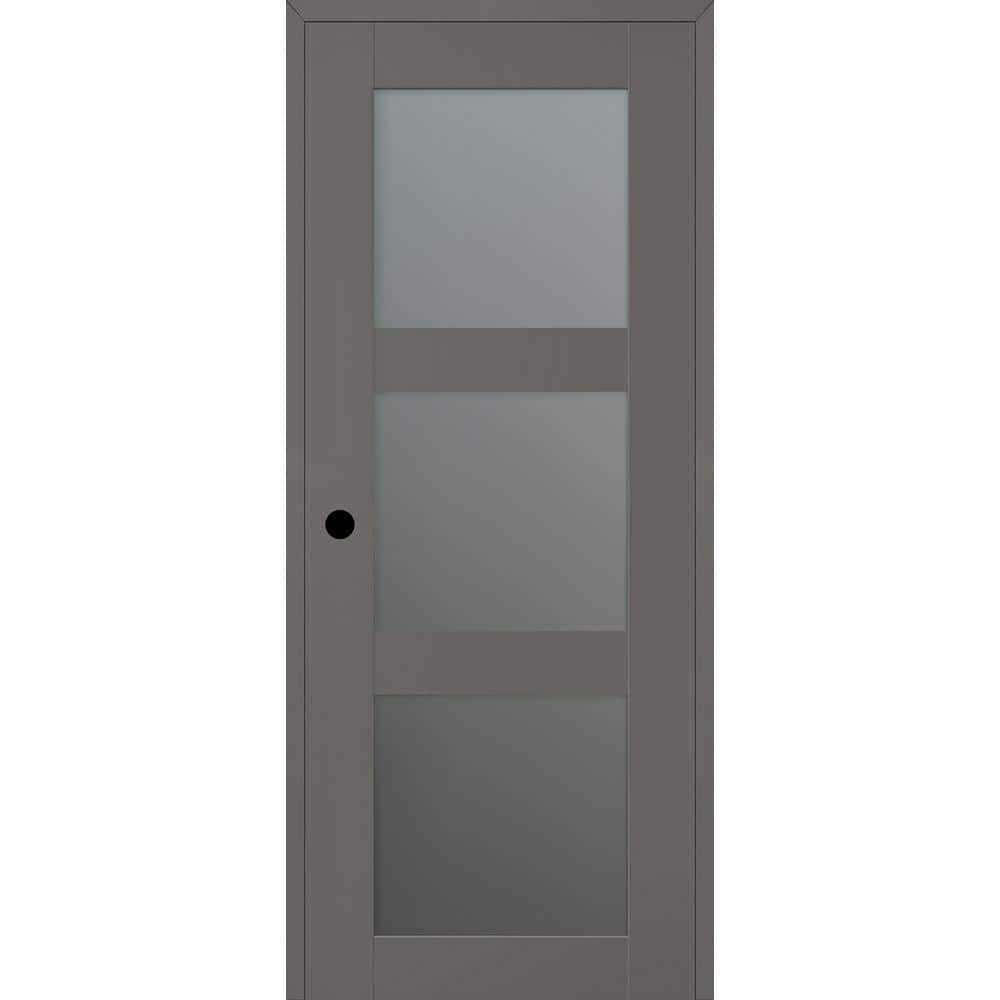 Belldinni Vona 18 In X 80 In Right Hand 3 Lite Frosted Glass Gray Matte Composite Diy Friendly