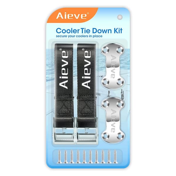 Angel Sar Cooler Tie Down Straps Kit with Ice Chest Lock Bracket for Cooler