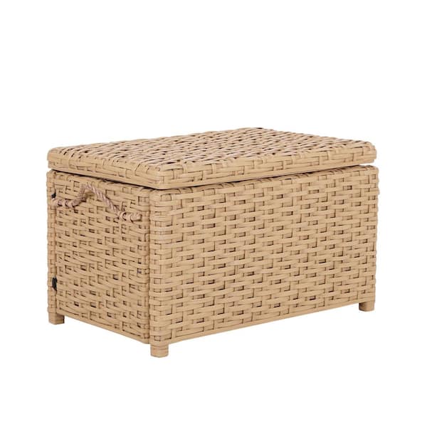 happimess Jacob 31.5 in. Handwoven Wicker Storage Trunk, Yellow