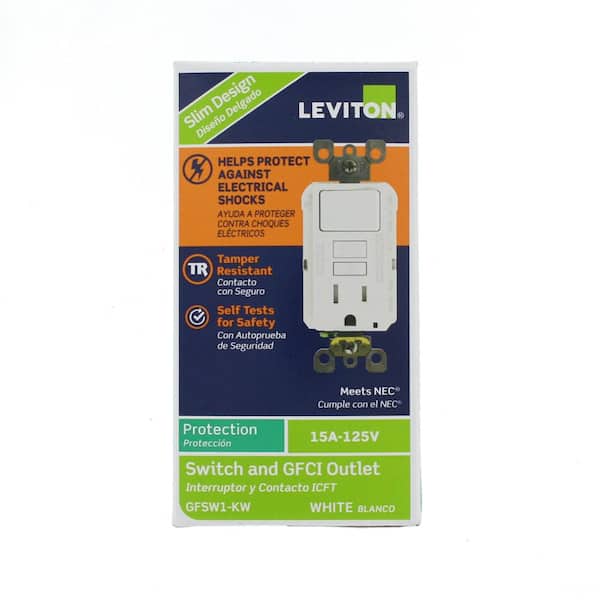 Leviton 15 Amp 125-Volt Combo Self-Test Tamper-Resistant GFCI Outlet and Switch, White Leviton 15 Amp 125-Volt Combo Self-Test Tamper-Resistant GFCI Outlet and Switch, White