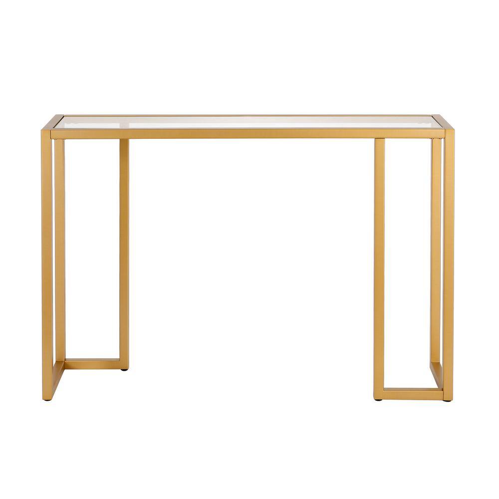 Oscar 42'' Brass & Glass Modern Industrial Console Table with Storage