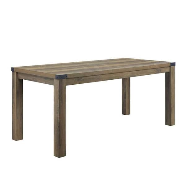 Benjara Eli Brown and Gray Wood Rectangle 32 in. 4 Legs Base Dining Table Seats 6