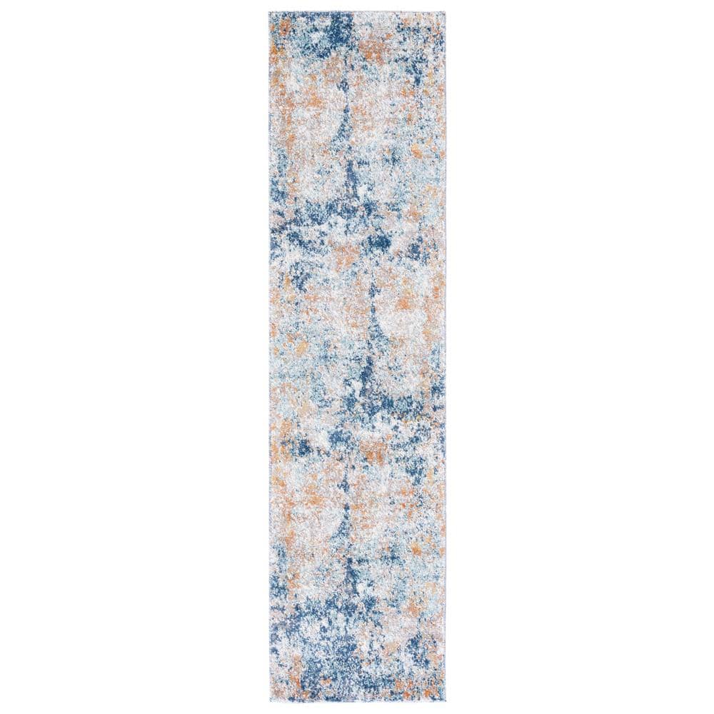 Gray Abstract Stain-Resistant Synthetic Runner Rug, 24" x 4"
