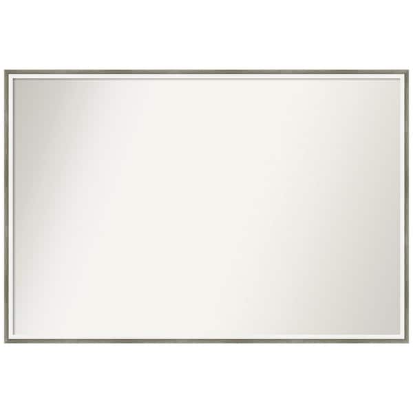 Amanti Art Lucie White and Silver 37 in. W x 25 in. H Non-Beveled Wood Bathroom Wall Mirror in Silver, White