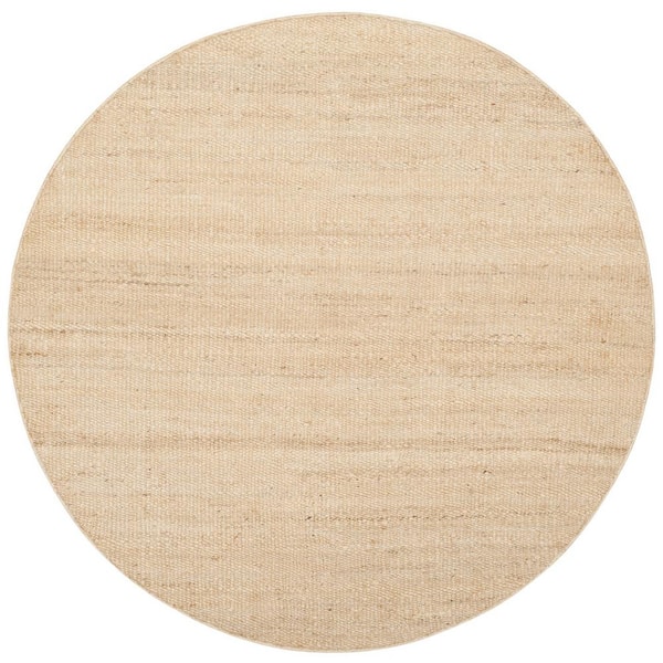 SAFAVIEH Natural Fiber Ivory 8 ft. x 8 ft. Gradient Solid Color Round Area Rug