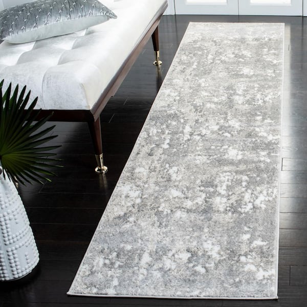 Skyler Light Gray/Gray 2 ft. x 9 ft. Abstract Distressed Runner Rug