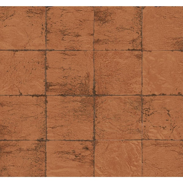 Seabrook Designs 60.75 sq. ft. Metallic Terracotta Felton Faux Tile Paper Unpasted Wallpaper Roll