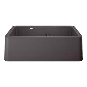 Ikon Cinder Granite 33 in. Double Bowl Farmhouse Apron Kitchen Sink