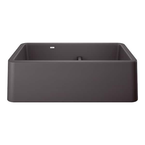 Blanco Ikon Cinder Granite 33 in. Double Bowl Farmhouse Apron Kitchen Sink