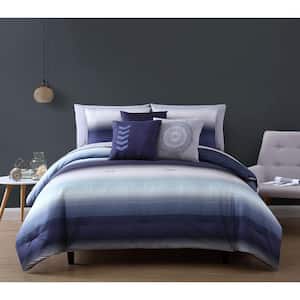 Cypress 10 Piece Navy/Grey Queen Bed in a Bag Comforter Set
