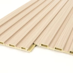0.3in. x 4 ft. x 0.5 ft. Light Oak Square Edge WPC Water Resistant Decorative Wall Paneling Slat Wall Paneling (16 Pack)