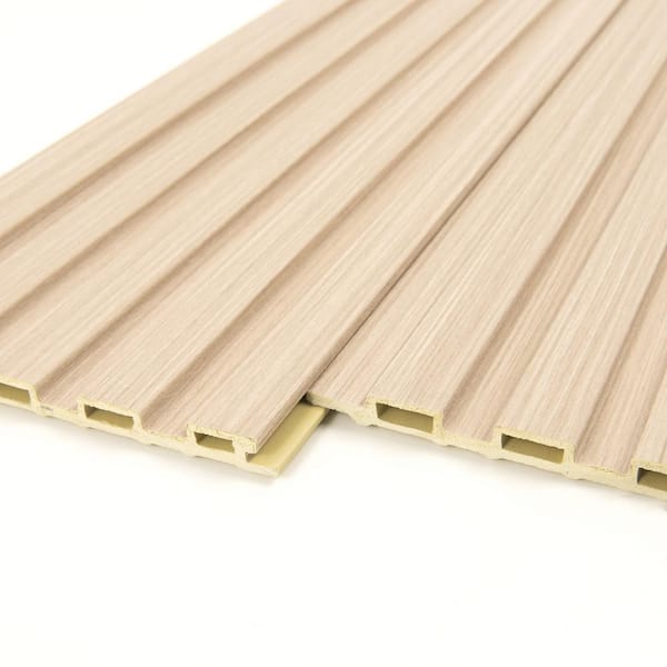 Art3dwallpanels 0.3in. x 4 ft. x 0.5 ft. Light Oak Square Edge WPC Water Resistant Decorative Wall Paneling Slat Wall Paneling (16 Pack)
