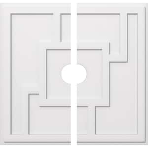 1 in. P X 12-1/2 in. C X 36 in. OD X 5 in. ID Knox Architectural Grade PVC Contemporary Ceiling Medallion, Two Piece