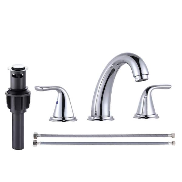 ALEASHA 8 in. Widespread Double Handle Bathroom Faucet in Brushed Nickel