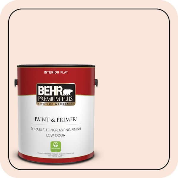 BEHR PREMIUM PLUS 1 gal. #220C-1 White Peach Flat Low Odor Interior Paint & Primer