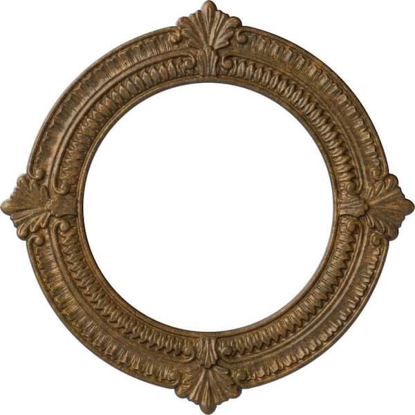 Ekena Millwork 13-1/8 in. x 8 in. ID x 5/8 in. Benson Urethane Ceiling Medallion (Fits Canopies upto 8 in.), Rubbed Bronze