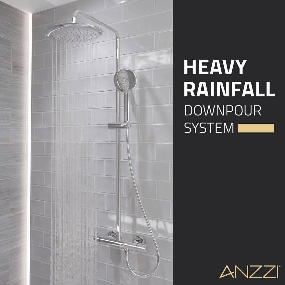 Polished Chrome Adjustable Multi-Head Rainfall Shower System
