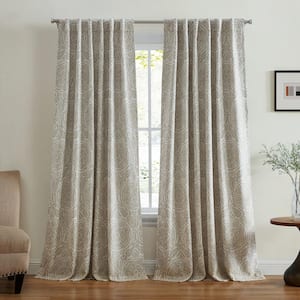 Giovanni Natural Polyester Blend Medallion 52 in. W x 95 in. L Rod Pocket/BackTab Indoor Blackout Curtain (Single Panel)