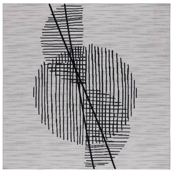 Odyssey 7 ft. x 7 ft. Gray/Black Abstract Geometric Square Area Rug
