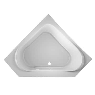 CAPELLA PURE AIR 60 in. x 60 in. Acrylic Center Drain Corner Drop-In Air Bath Bathtub in White