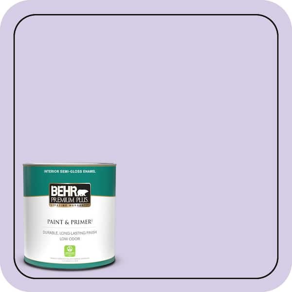 BEHR PREMIUM PLUS 1 qt. #640A-3 Potentially Purple Semi-Gloss Enamel Low Odor Interior Paint & Primer