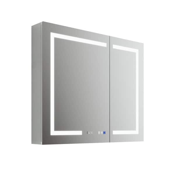 JimsMaison 36 in. W x 30 in. H Rectangular Aluminum Medicine Cabinet with Mirror and Shelves