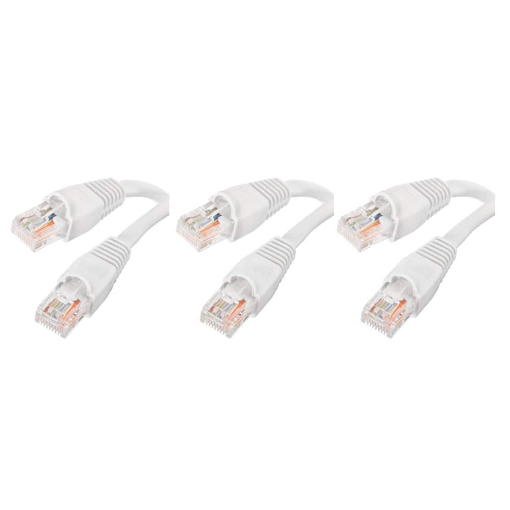 Commercial Electric 3 ft. 24/7-Gauge 8-Wire CAT6 Ethernet Cable,  White(3-Pack) 587528-3(3) - The Home Depot