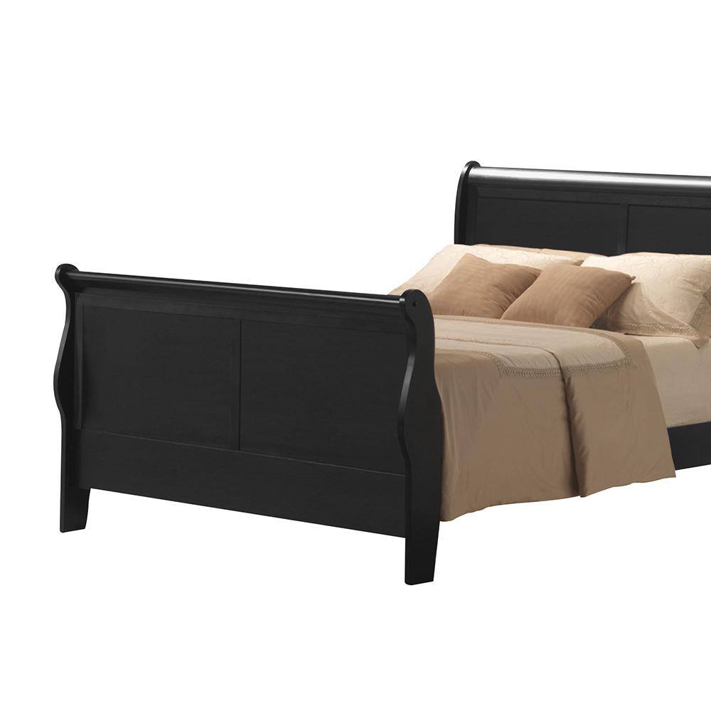 King Black Pine Wood Upholstered Bed with 6 Drawers