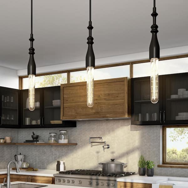 Designers Fountain Louise 60-Watt 1-Light Matte Black Transitional Pendant Light  and No Bulbs Included