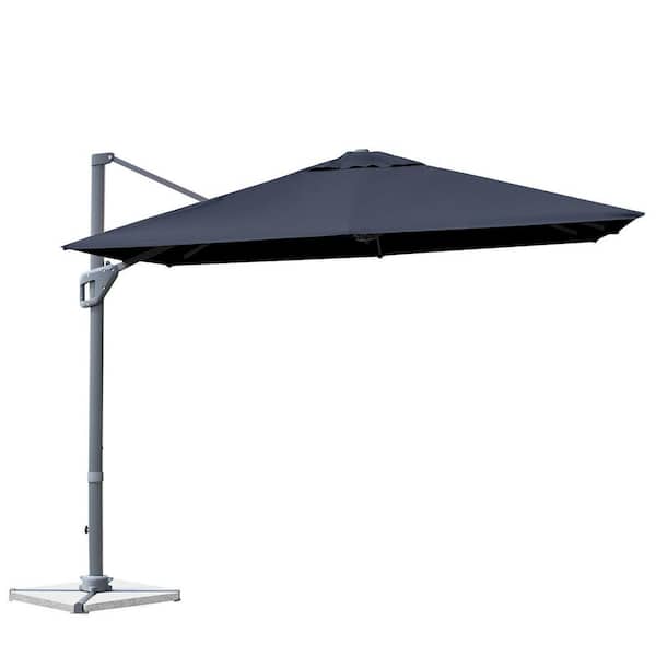 Gymax 10 ft. Square Offset Patio Umbrella Outdoor Aluminum Cantilever Umbrella in Navy